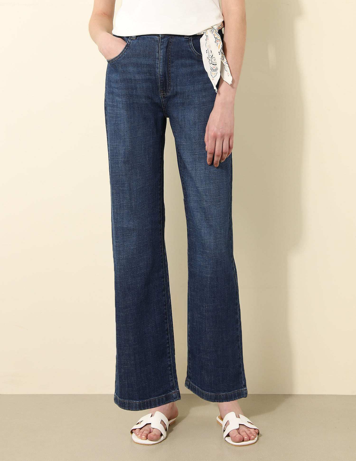 U.S. Polo Assn. Women High Rise Wide Leg Fit Jeans
