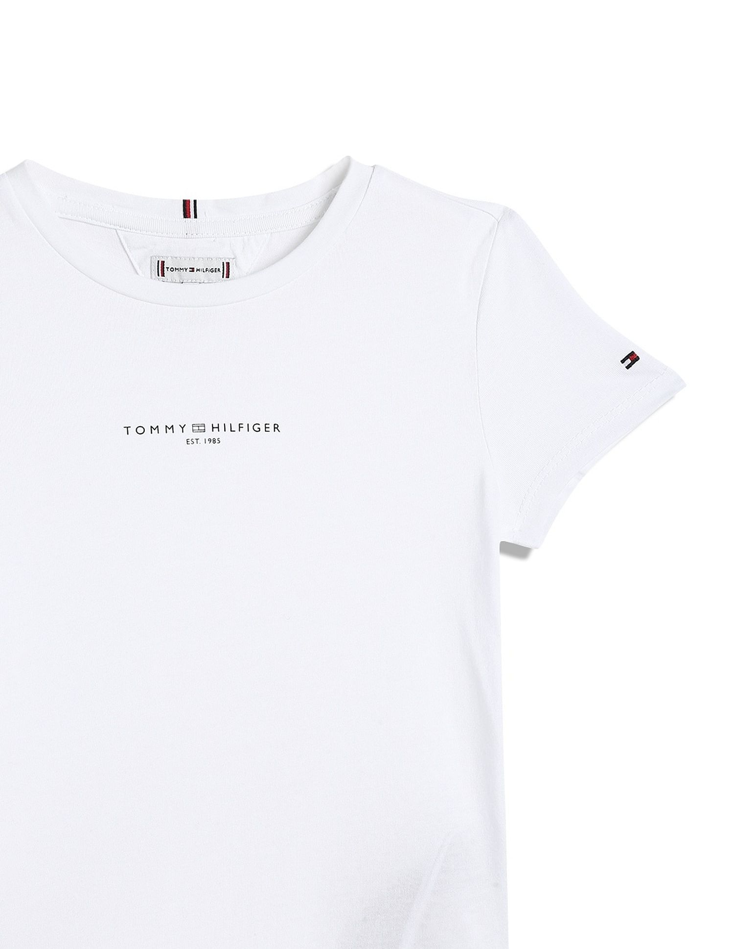 Tommy Hilfiger Kids Girls Logo Slim-Fit Cotton T-Shirt