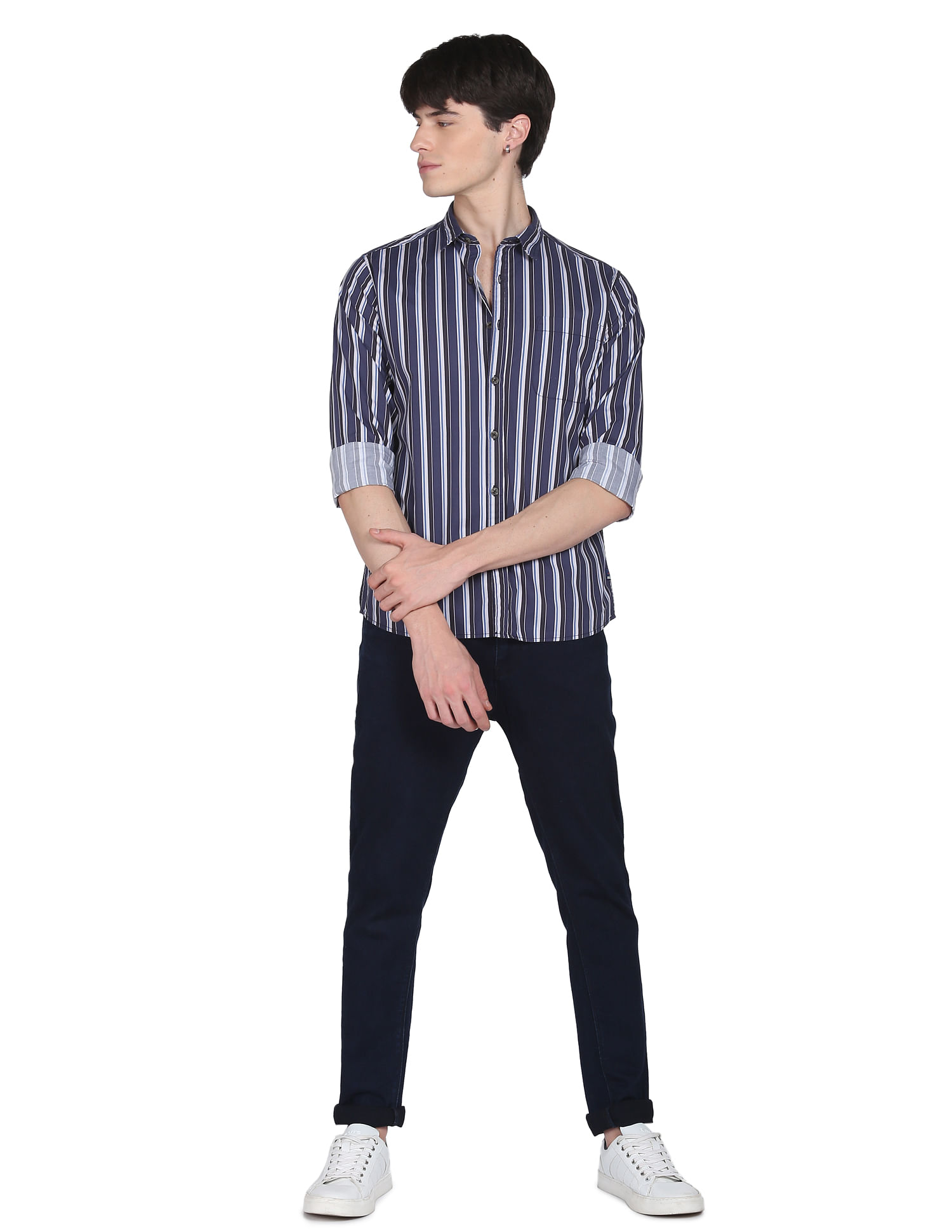 Flying Machine Vertical Stripe Cotton Shirt