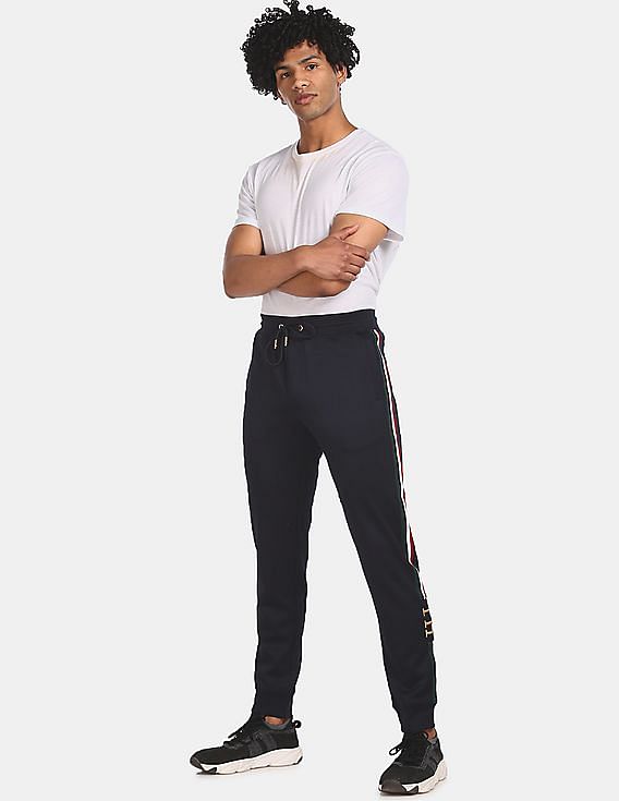 Buy Tommy Hilfiger Women Black Mid Rise Brand Taping Joggers - NNNOW.com