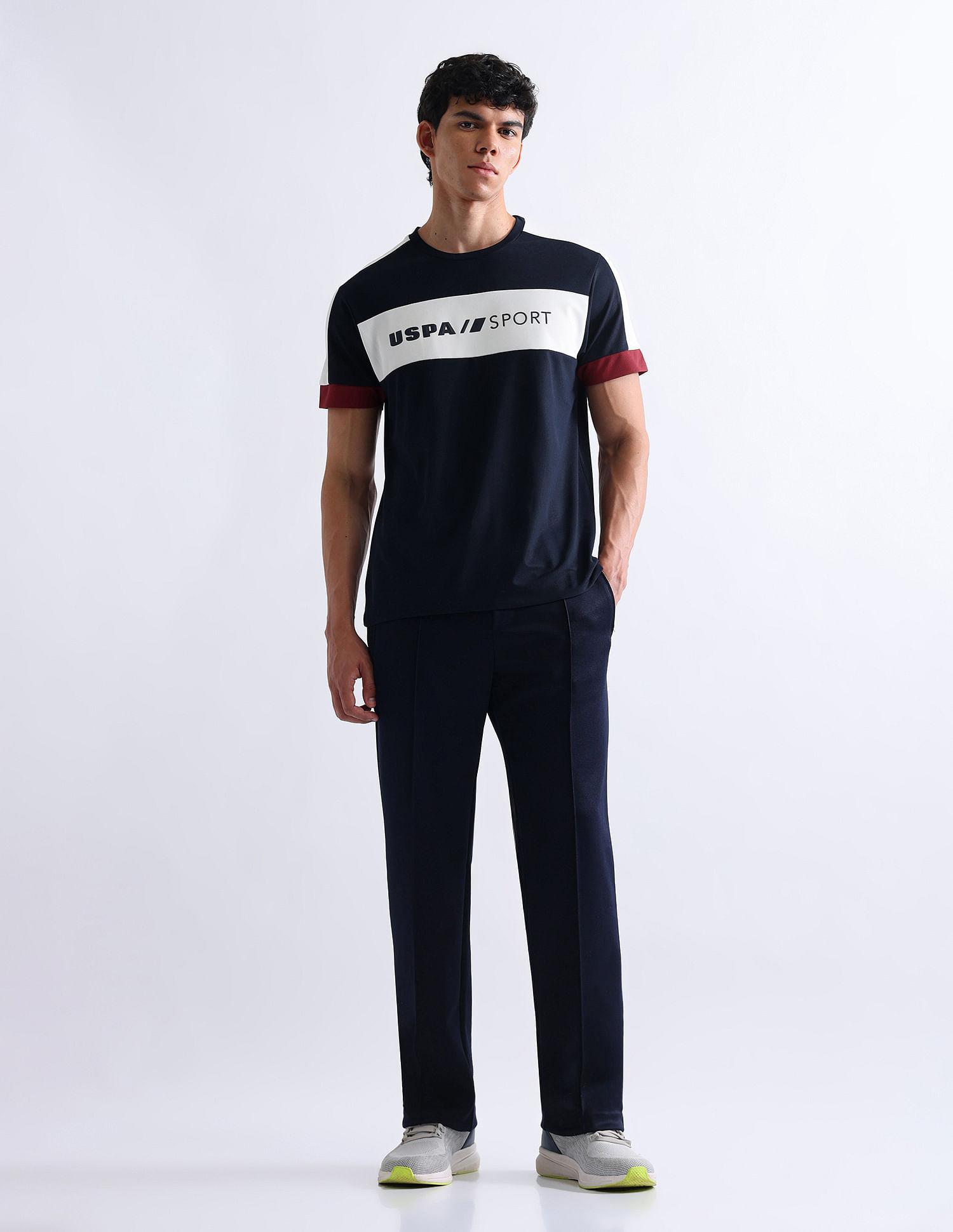 USPA Active Colourblocked Slim Fit T-Shirt
