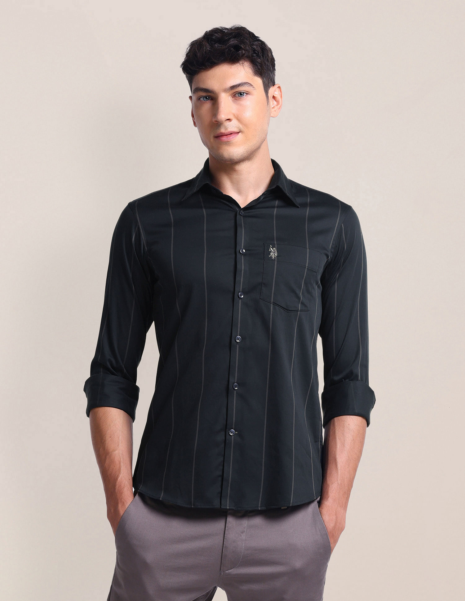 U.S. Polo Assn. Vertical Stripe Tailored Fit Shirt