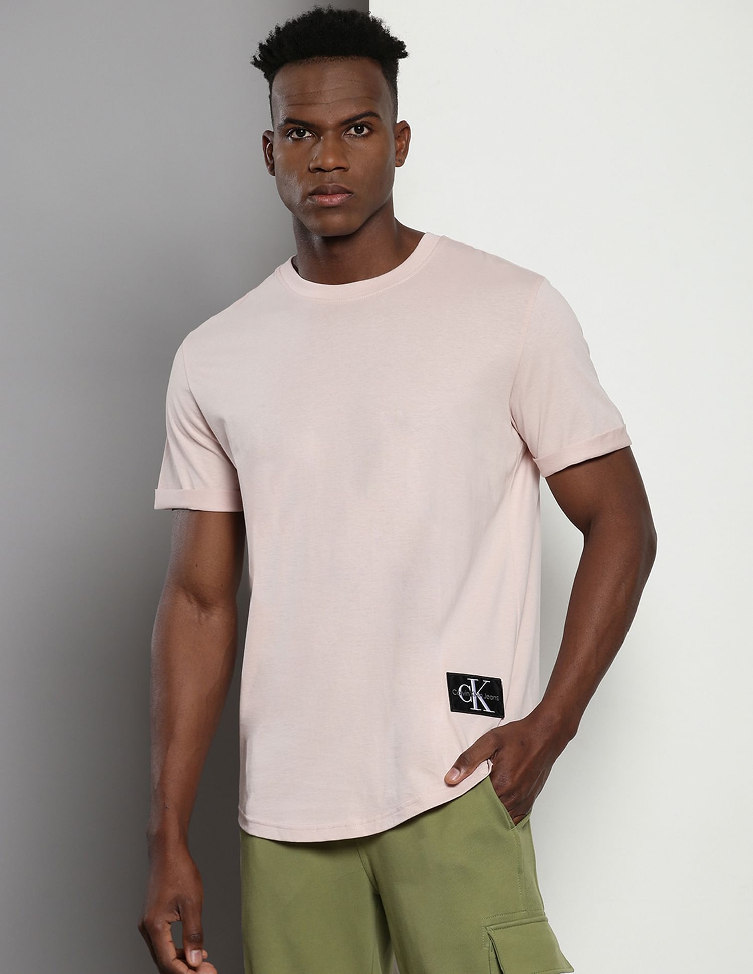 Calvin Klein Badge Turn Up Sleeve T-Shirt