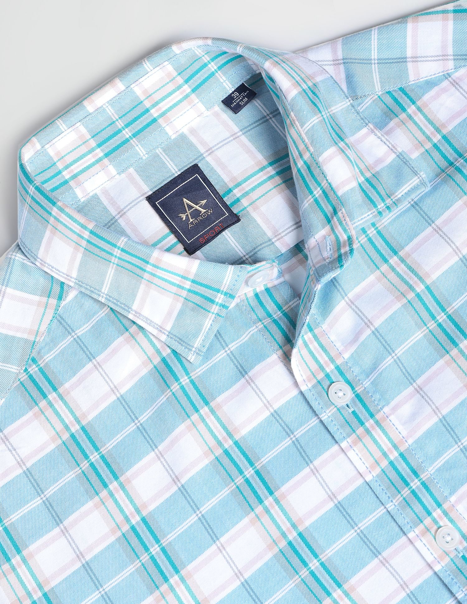 Arrow Sports Cutaway Collar Plaid Check Shirt