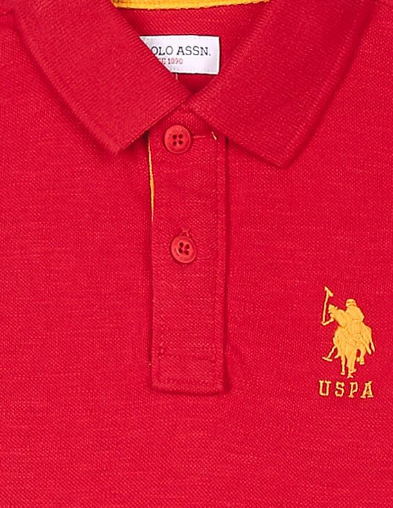 U.S. Polo Assn. Kids Long Sleeve Brand Panelled Polo Shirt