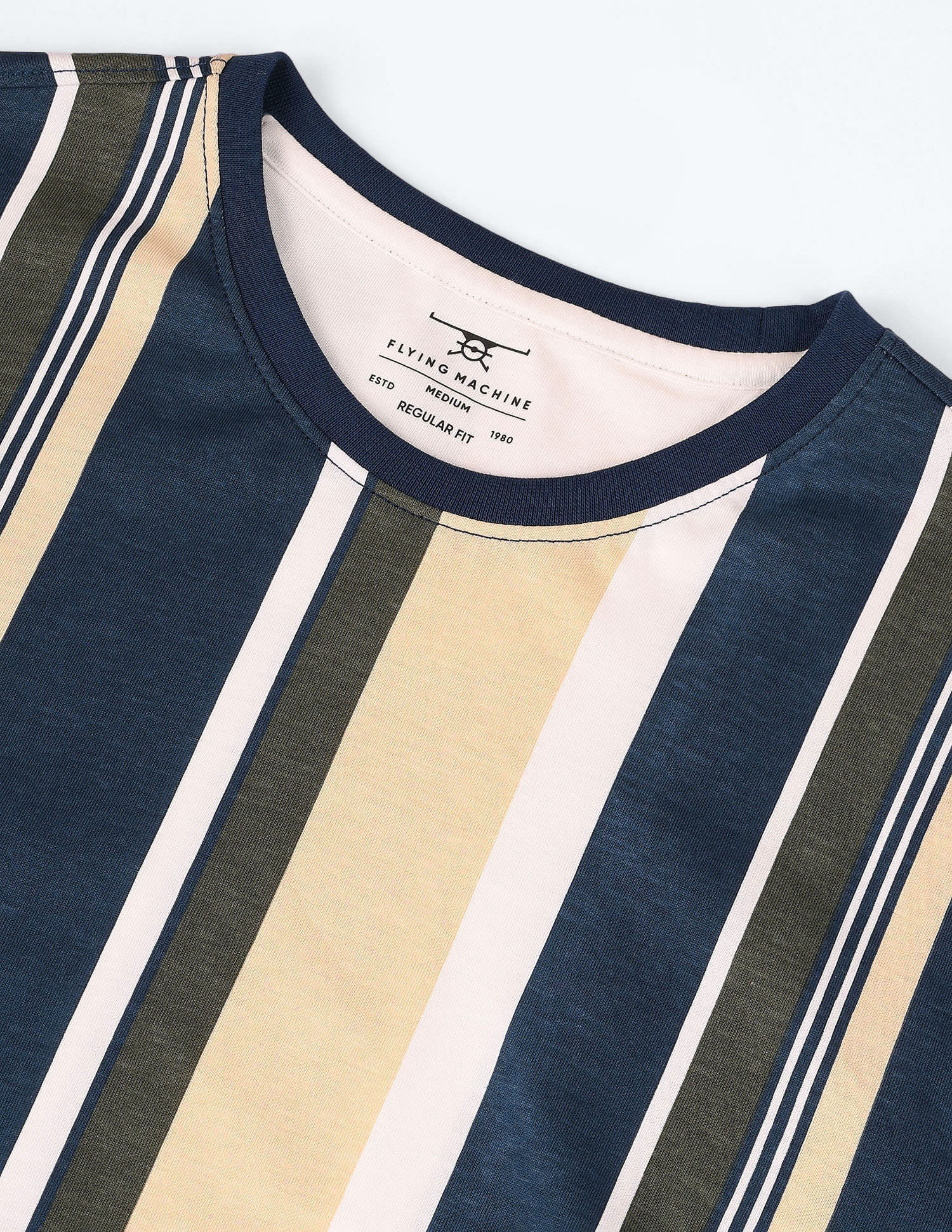 Flying Machine Vertical Stripe Cotton T-Shirt