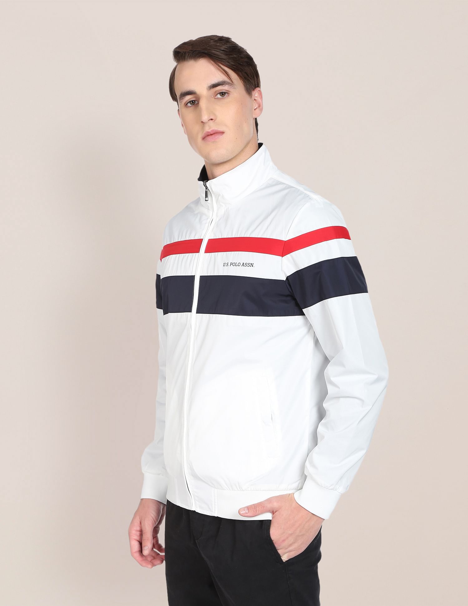 U.S. Polo Assn. Brand Stripe Polyester Reversible Jacket
