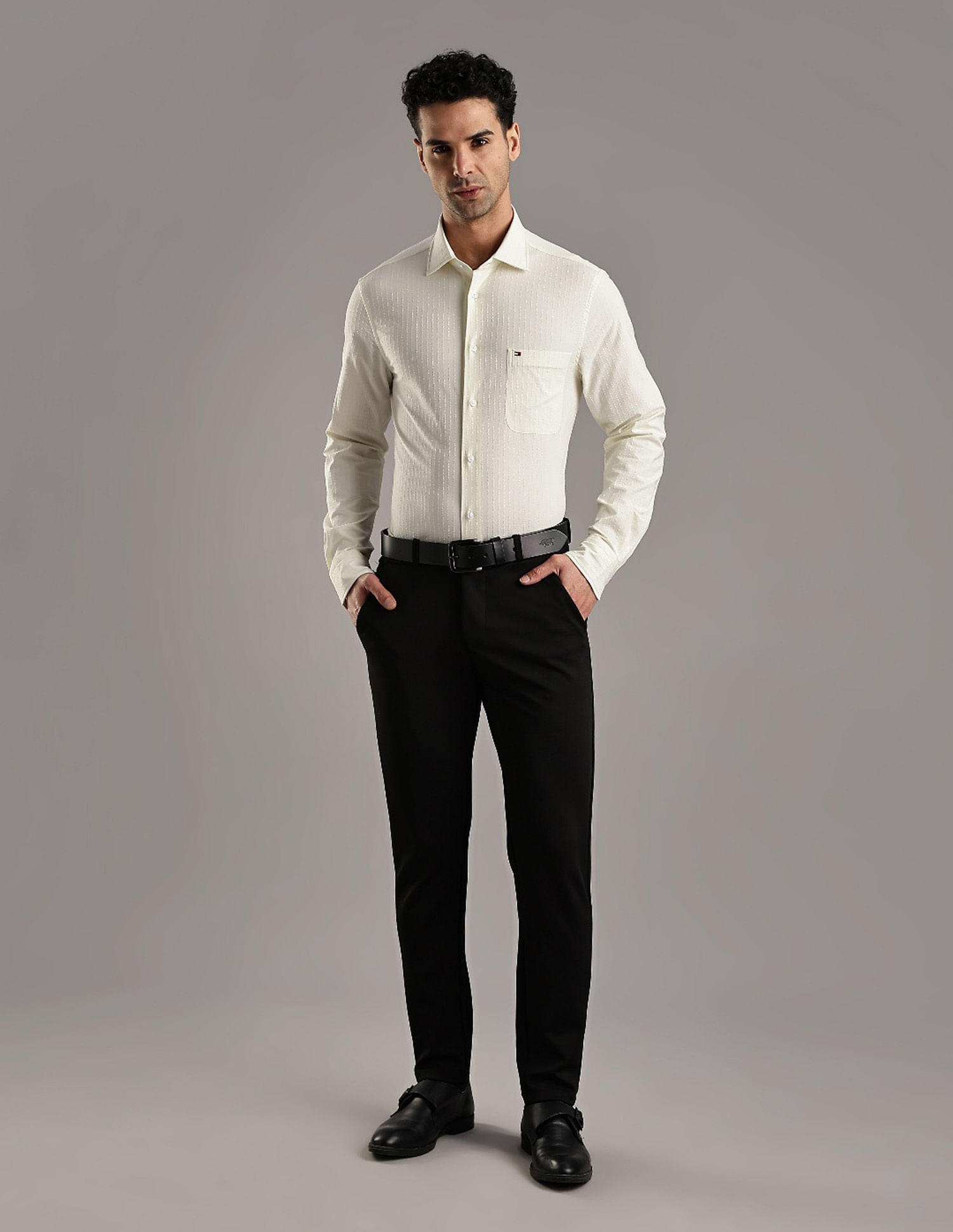 Tommy Hilfiger Striped Regular Fit Plain Woven Shirt