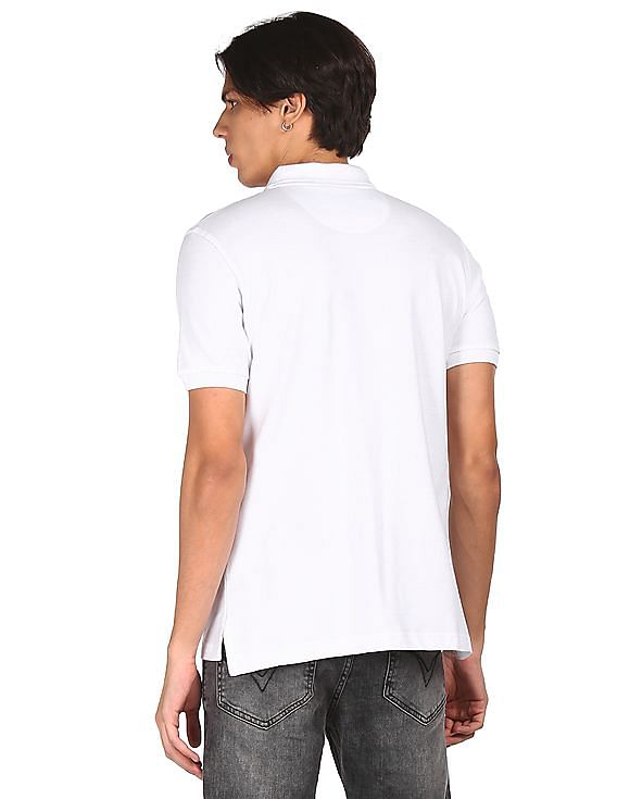 Flying Machine Ribbed Collar Brand Tape Polo Shirt