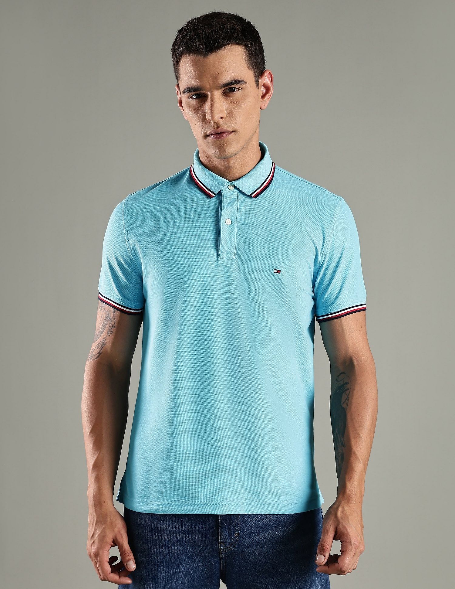 Tommy Hilfiger Solid Regular Fit Cotton Polo T-Shirt