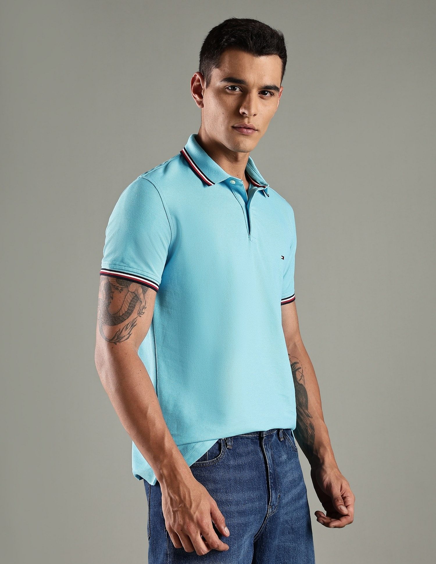Tommy Hilfiger Solid Regular Fit Cotton Polo T-Shirt