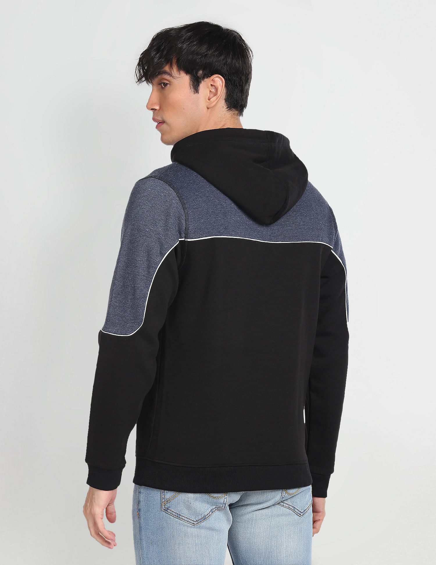 Flying Machine Hooded Panelled Sweatshirt