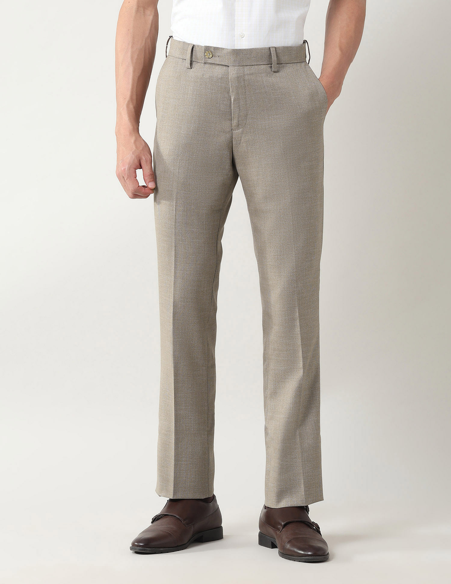 Arrow Regular Fit Textured Trousers