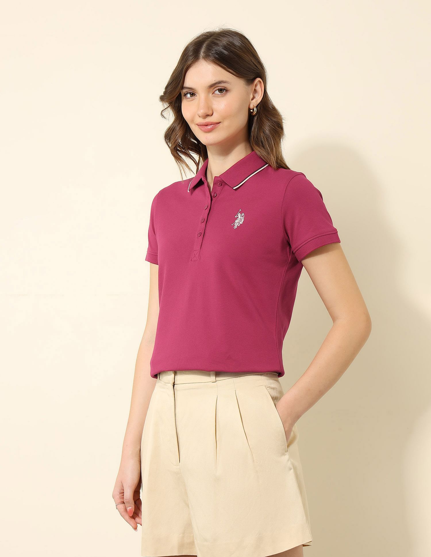 U.S. Polo Assn. Women Regular Fit Solid Polo Shirt