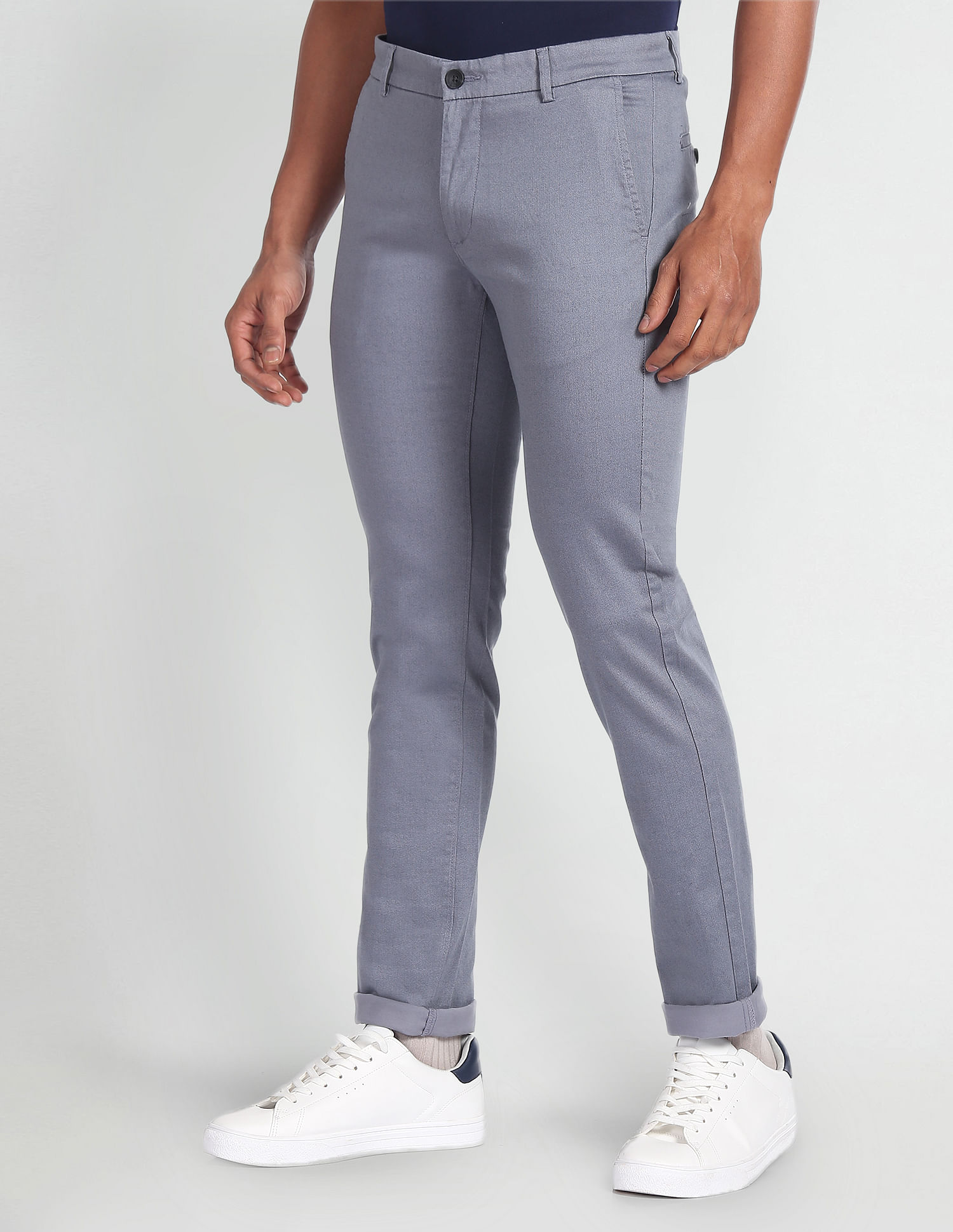 Flat Front Trouser in Navy Stretch Cotton Twill - Cad & The Dandy