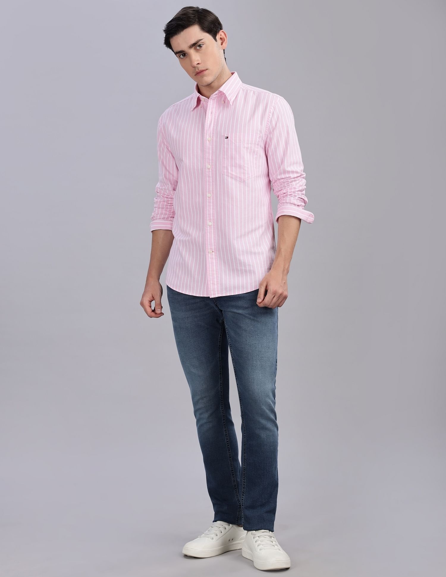 Tommy Hilfiger Vertical Stripes Regular-Fit Oxford Woven Shirt