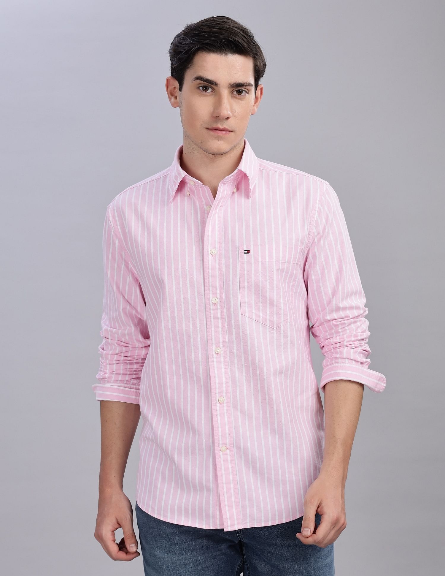 Tommy Hilfiger Vertical Stripes Regular-Fit Oxford Woven Shirt