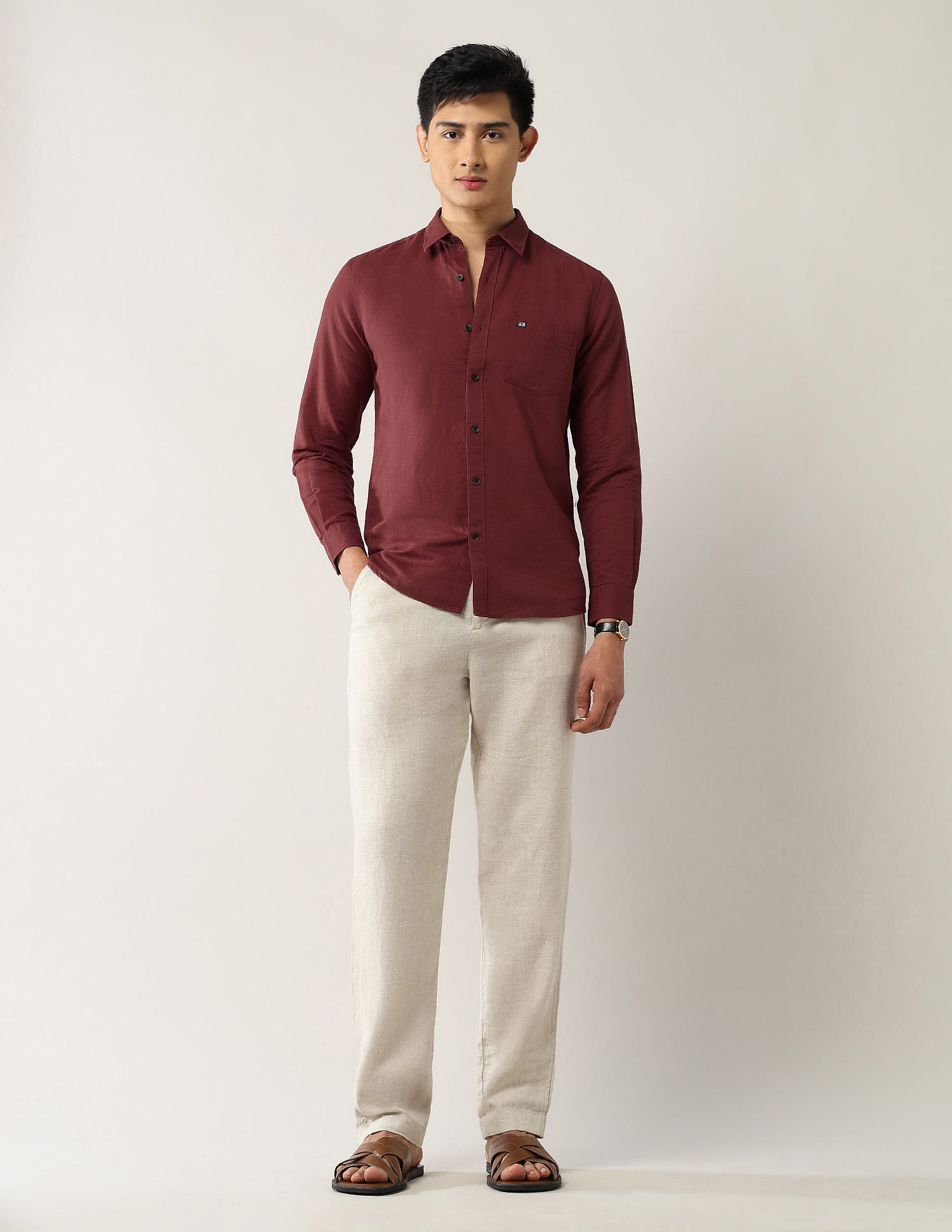 Arrow Sport Slim Fit Pure Linen Shirt