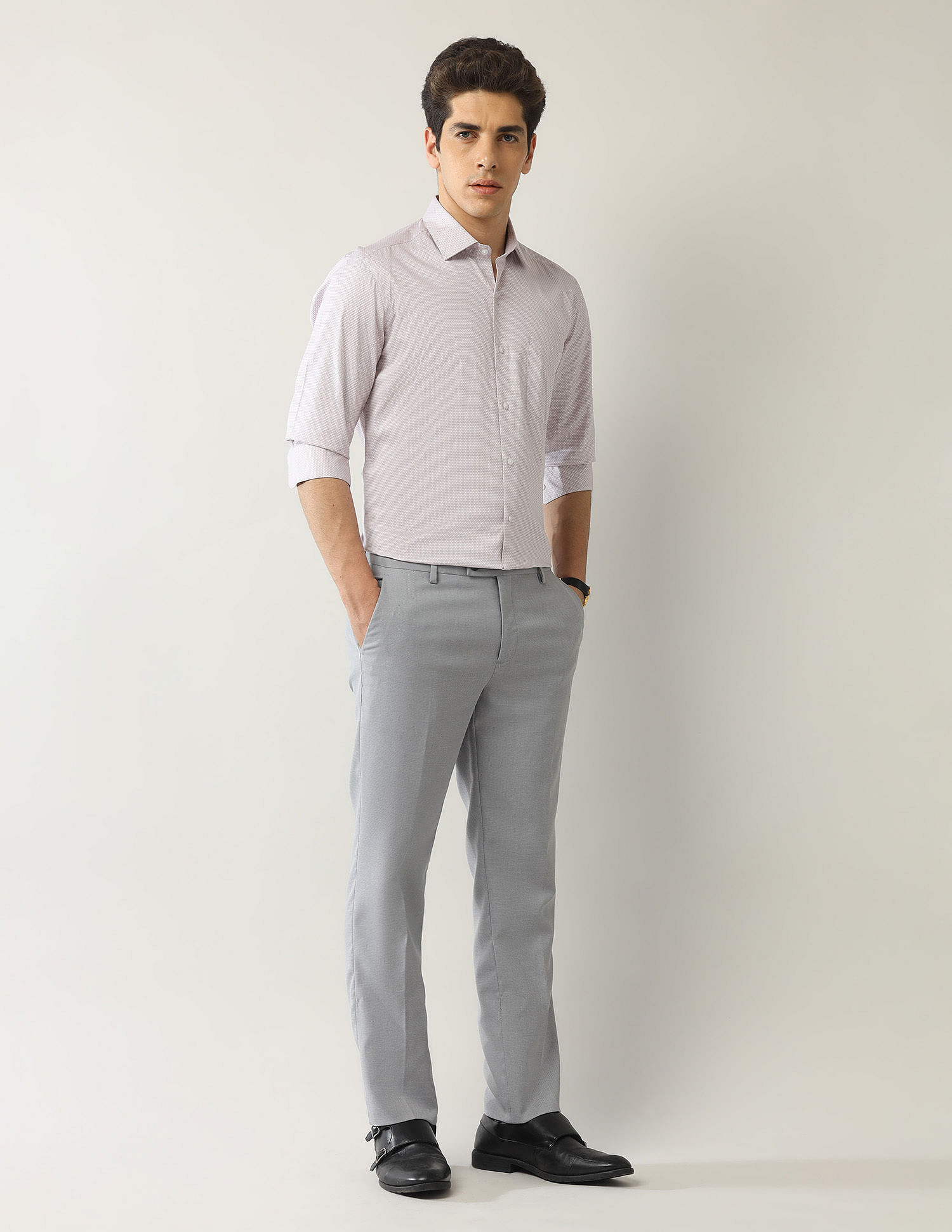 Arrow Geometric Printed Manhattan Slim Fit Twill Shirt