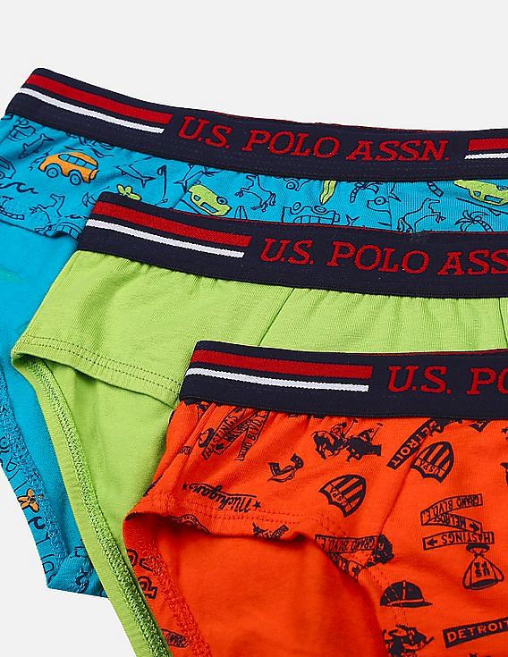 USPA Innerwear Boys Mid Rise Cotton Spandex IKBB Briefs - Pack Of 3