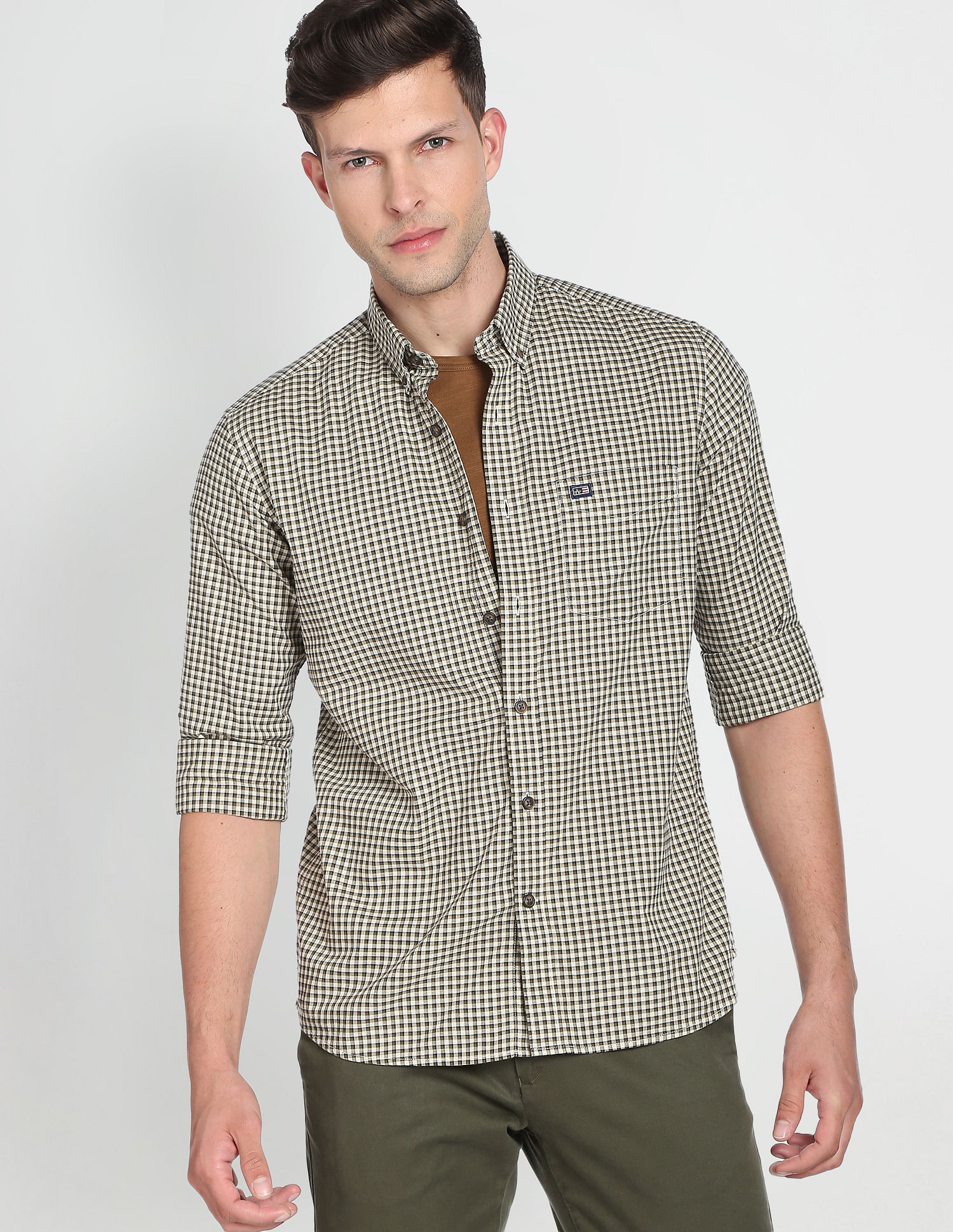 Arrow Sports Tennis Club Micro Check Casual Shirt