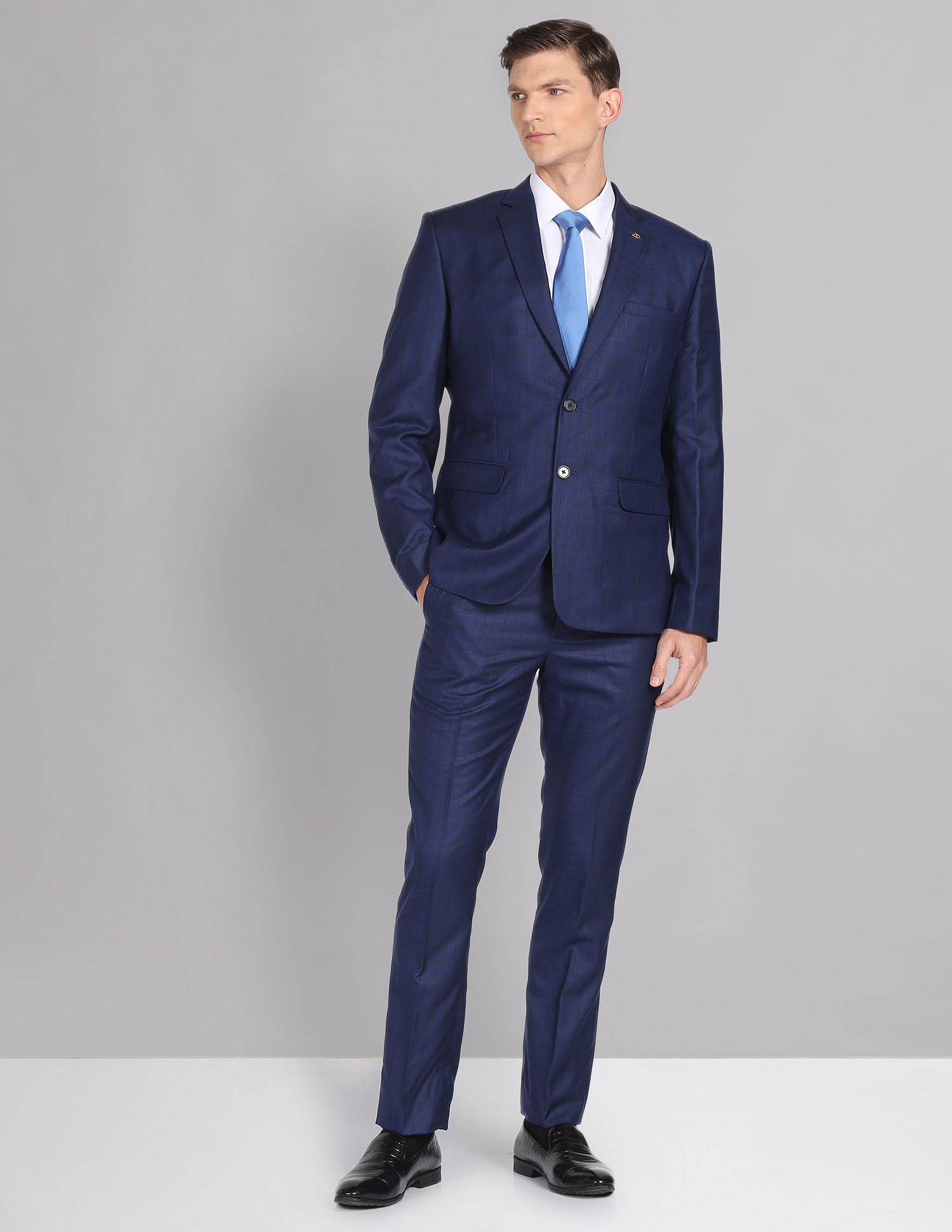 AD by Arvind Tailored Regular Fit Checked Two Piece Suit