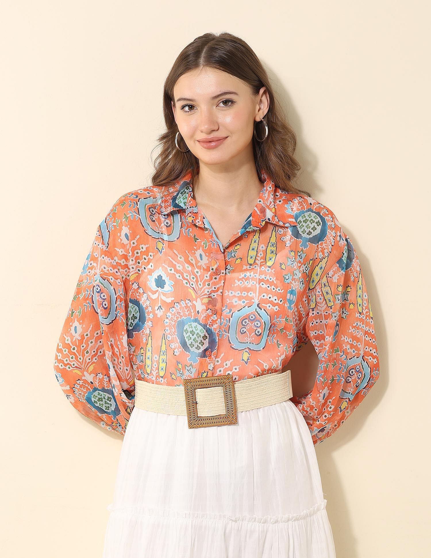 U.S. Polo Assn. Women Relaxed Fit Chiffon Sheer Shirt