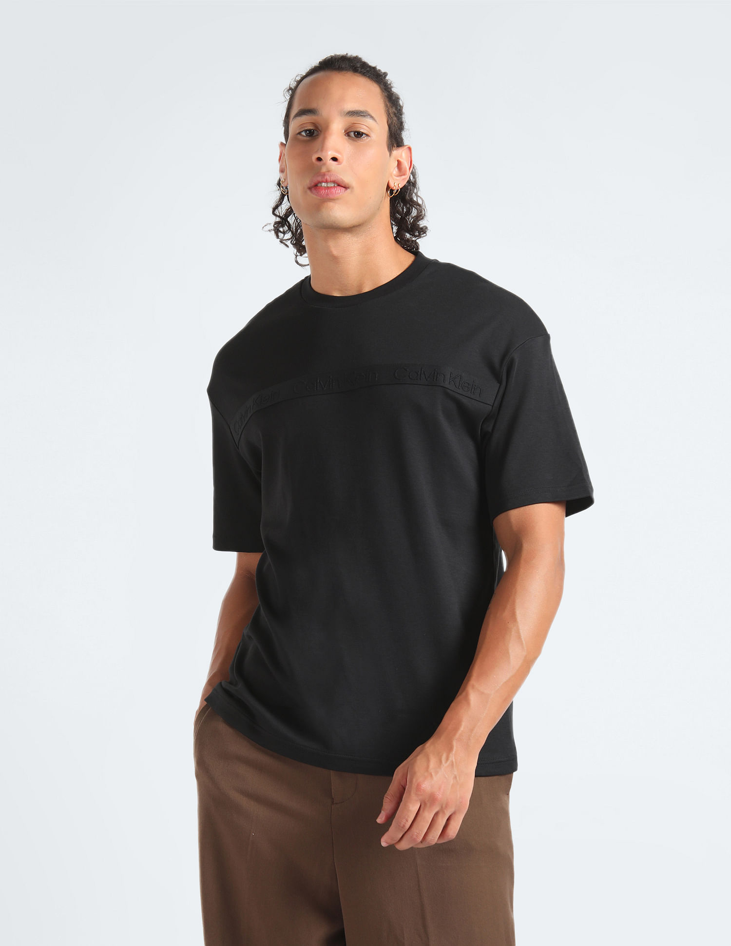 Buy Calvin Klein Raised Logo Tape T-Shirt - NNNOW.com