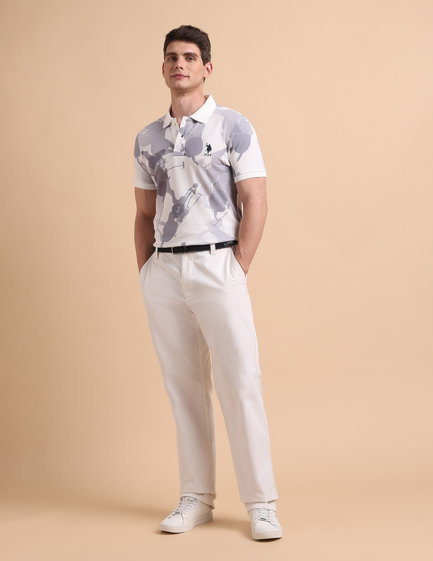 U.S. Polo Assn. Denim Co. All-Over Printed Pure Cotton Polo Shirt