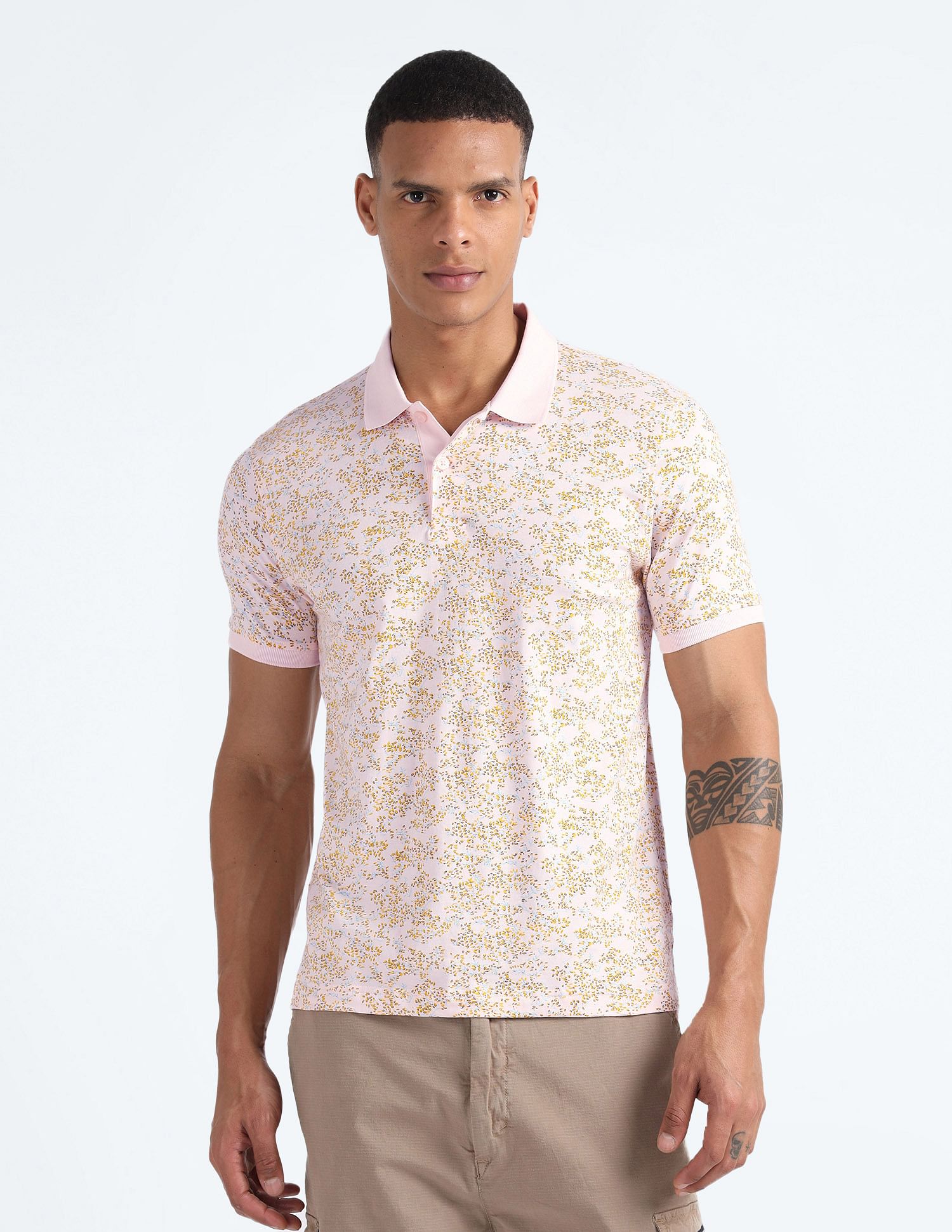 Flying Machine Mercerized Cotton Printed Polo Shirt
