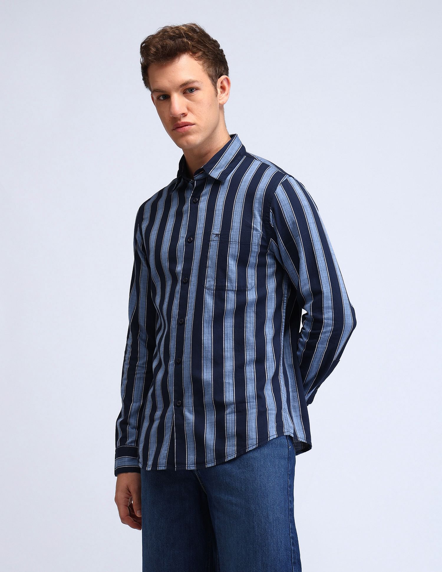 Flying Machine Slim Fit Vertical Striped Shirt