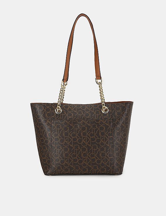 Calvin Klein Gene Monogram Tote in Brown