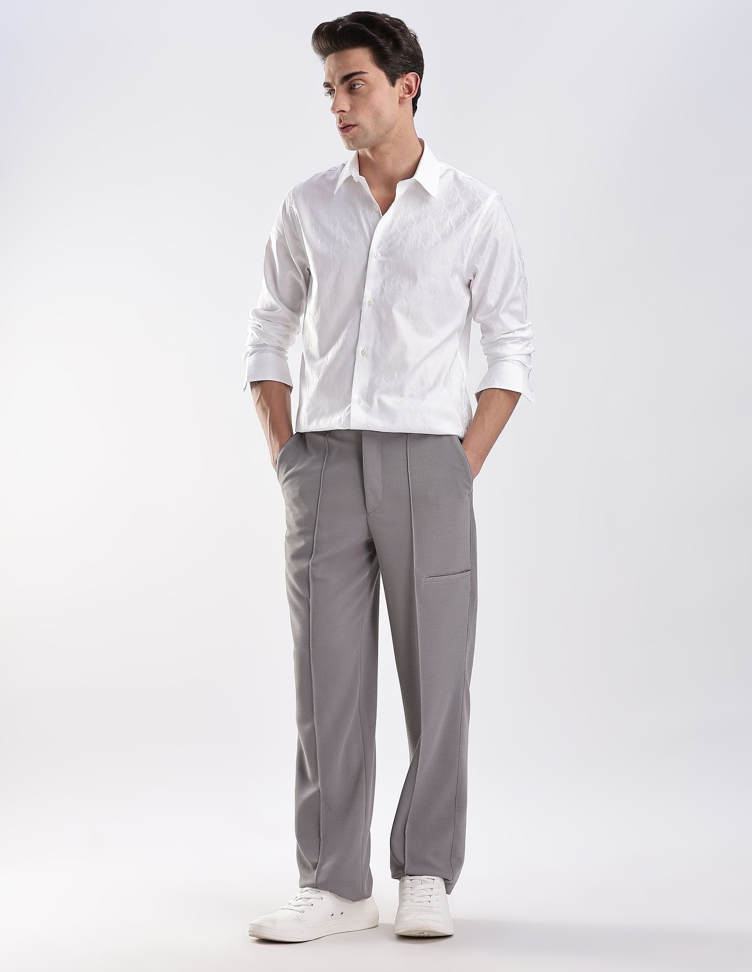 Calvin Klein Jeans Logo Slim Fit Jaquard Woven Shirt