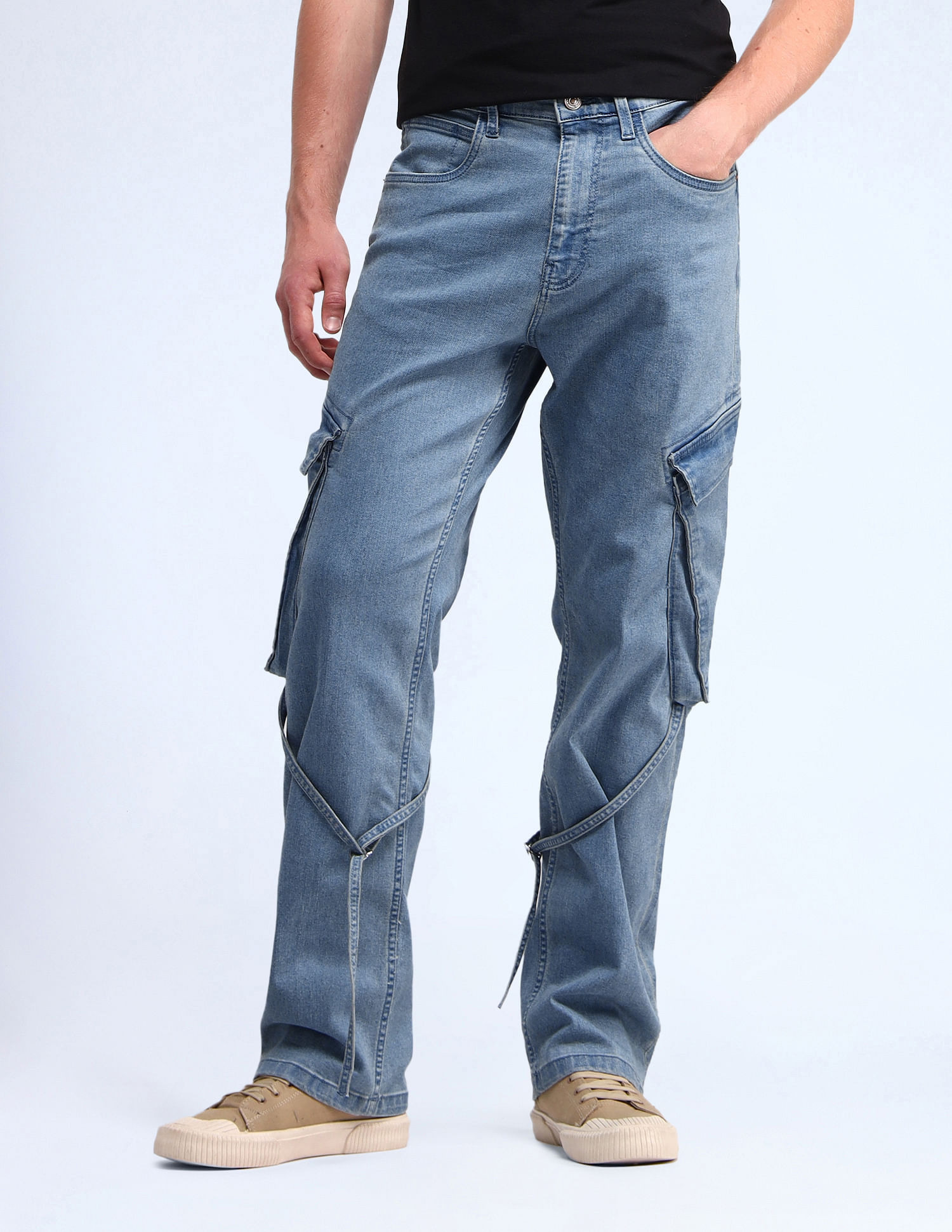Flying Machine Cobain Loose Fit Blue Jeans