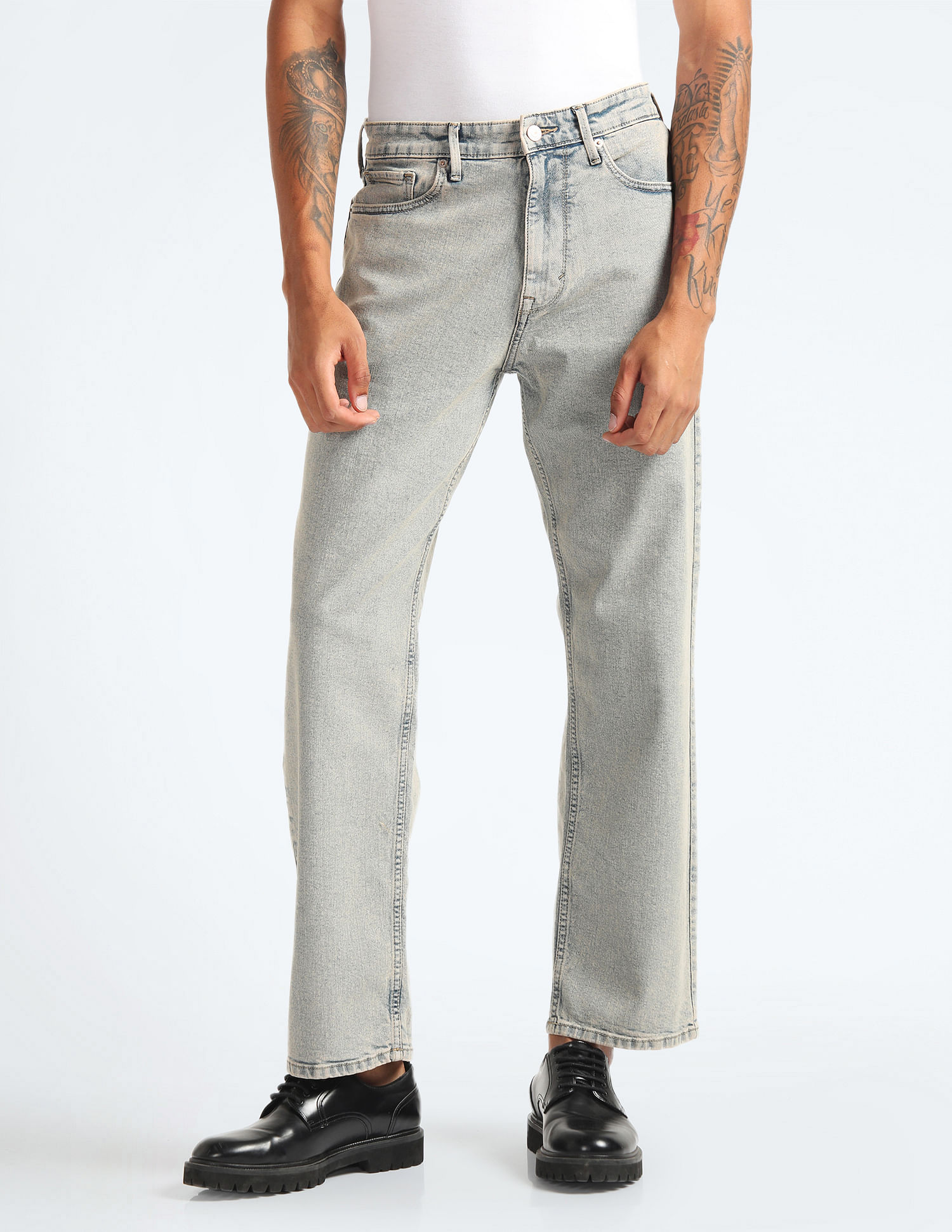 Flying Machine Cobain 90'S Loose Fit Bleached Jeans