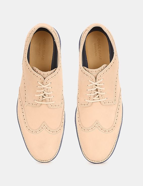 Buy Cole Haan Men Beige ØriginalGrand Brogued Suede Leather  display picture 3