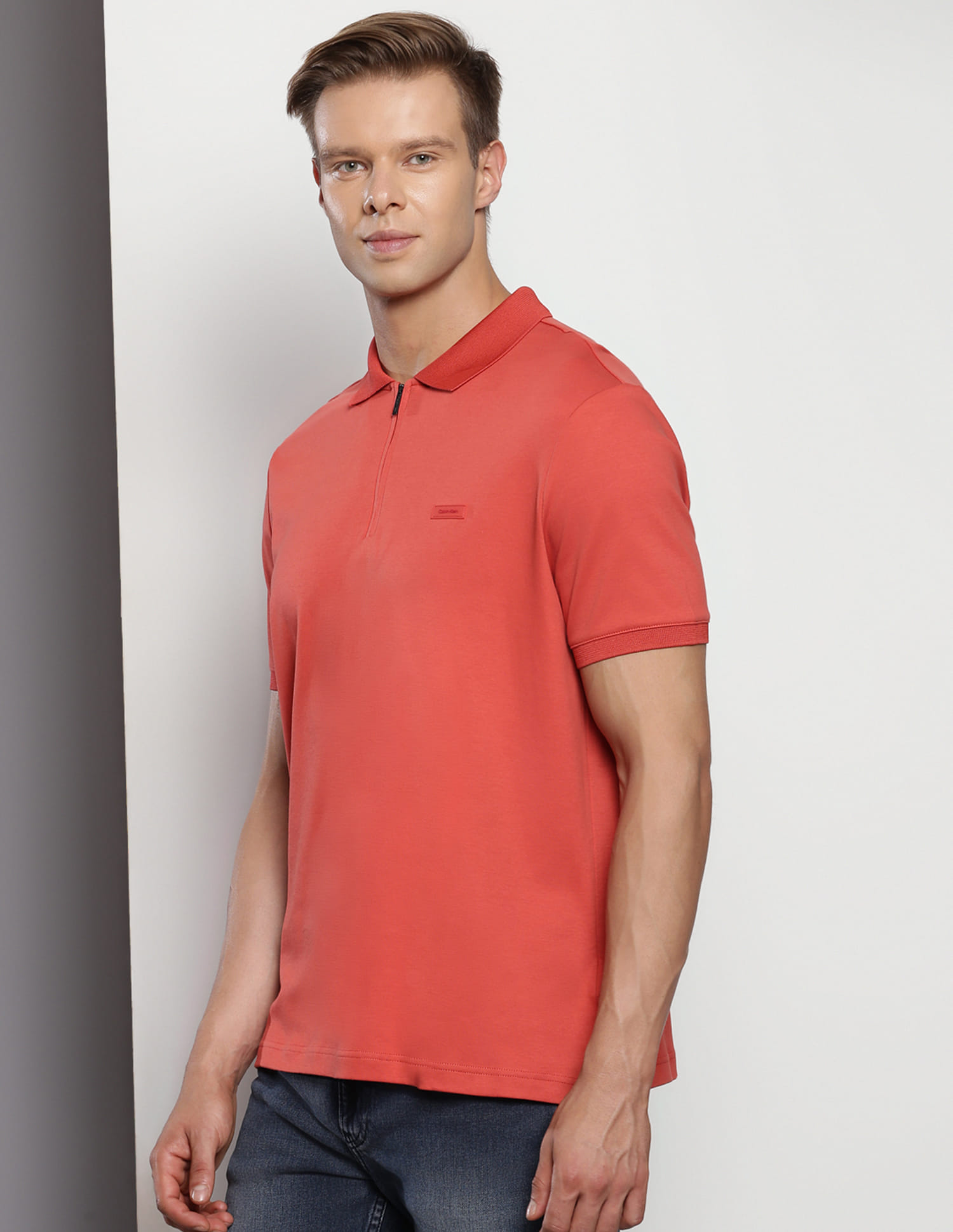 Buy Calvin Klein Smooth Cotton Zip Polo Shirt - NNNOW.com