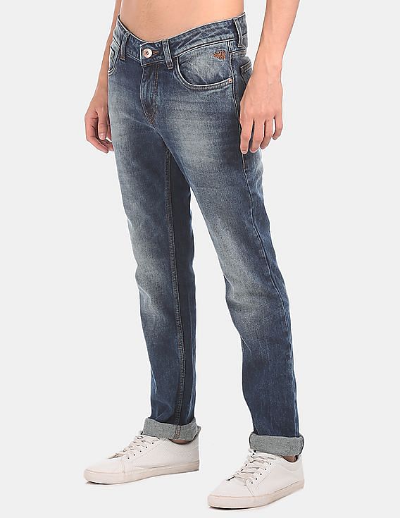 mens dark faded jeans