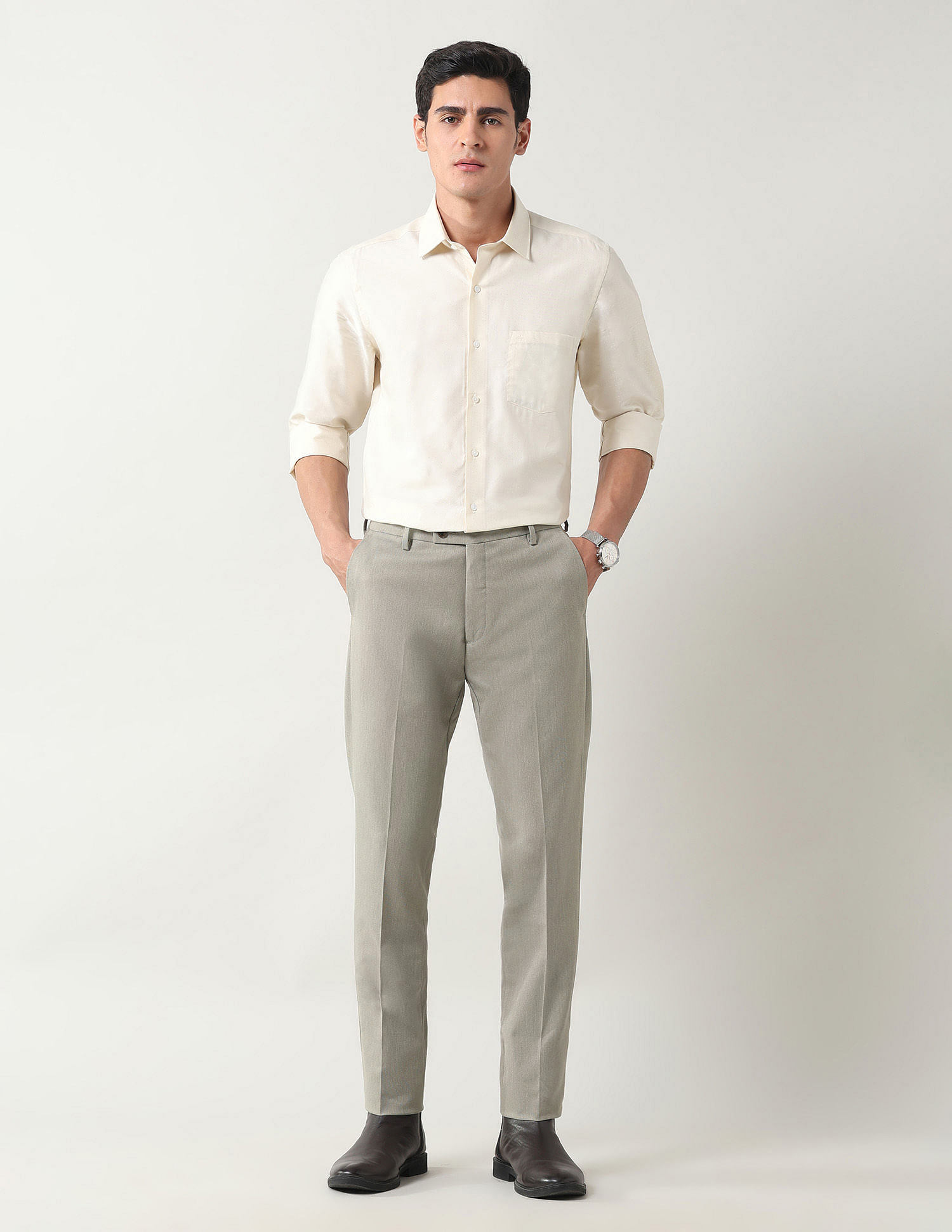 Arrow Slim Fit Textured Trousers