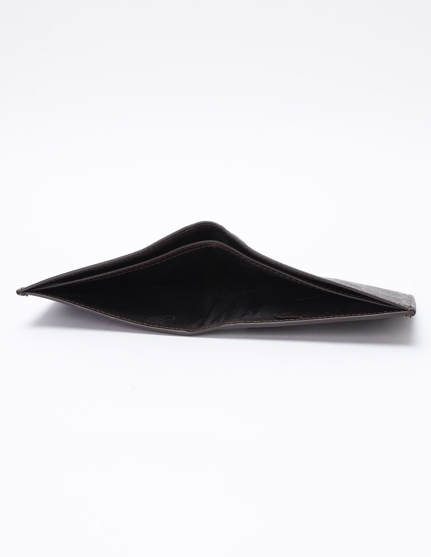 Calvin Klein Logo Brown Leather Bi-Fold Wallet