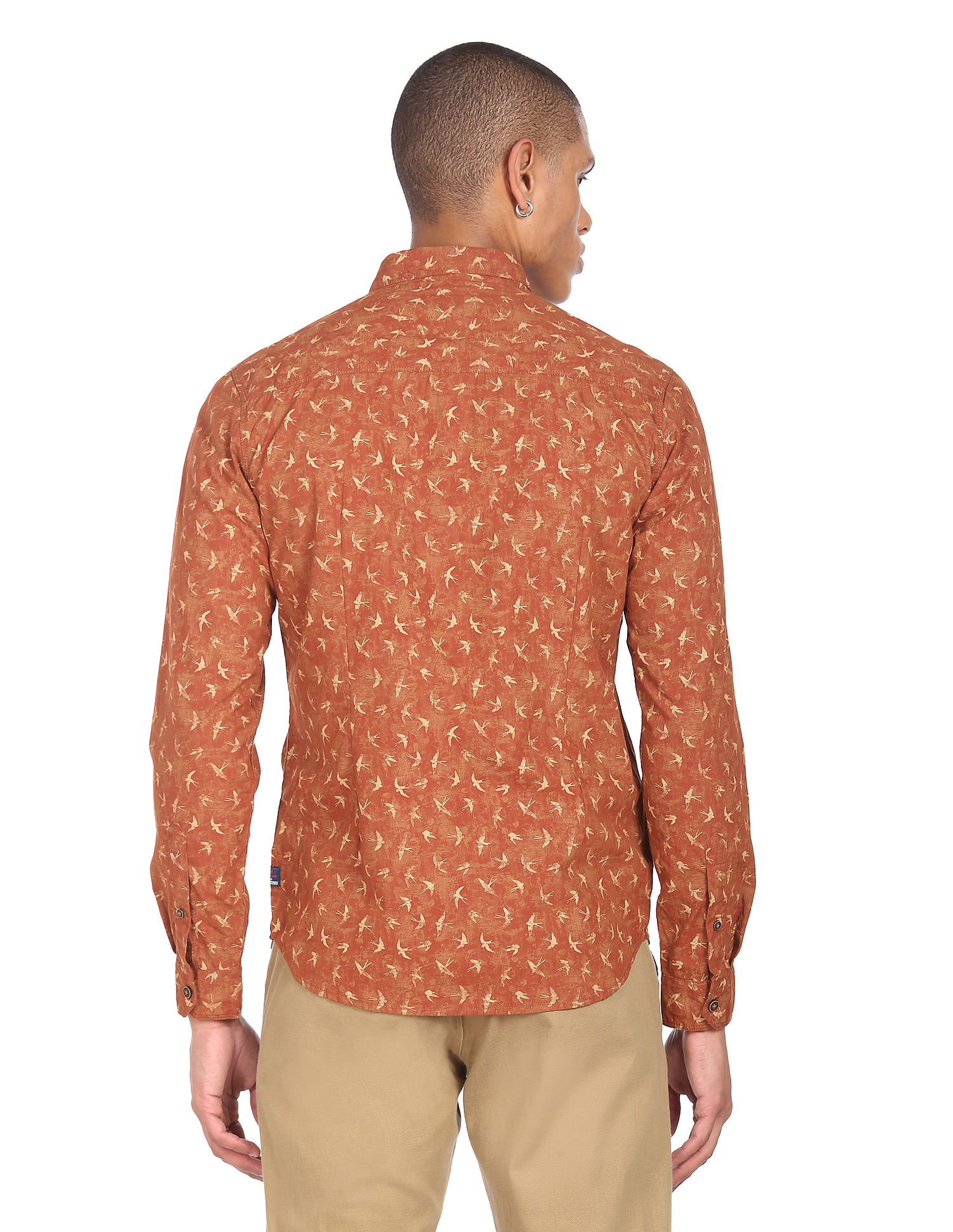 Flying Machine Abstract Print Cotton Shirt