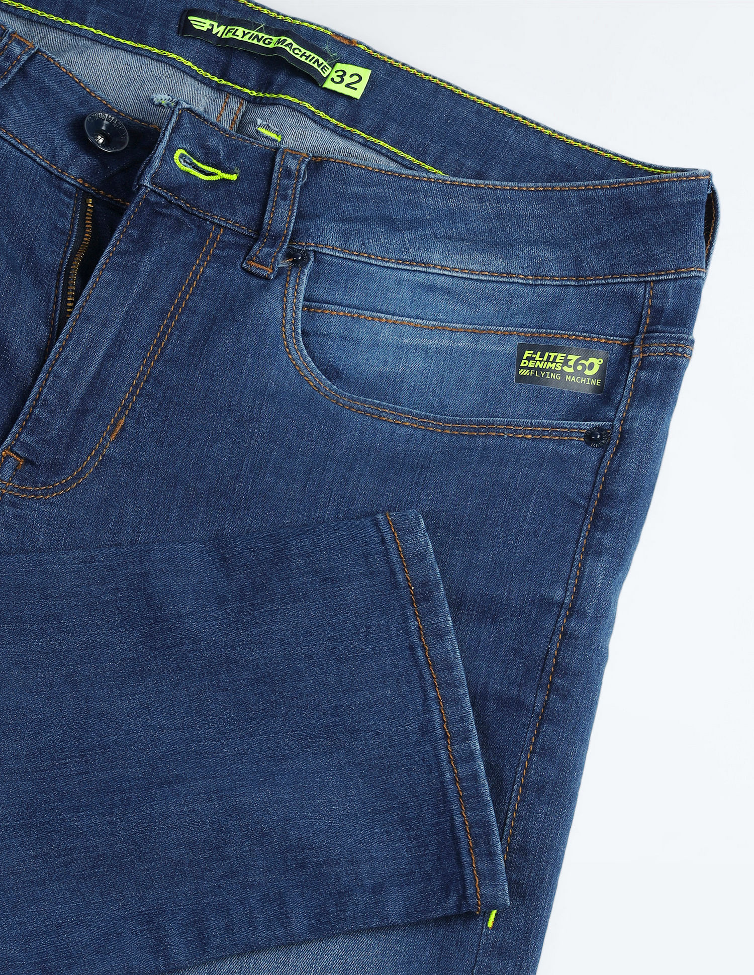 Flying Machine Mid Rise Slash Slim Tapered Fit Jeans