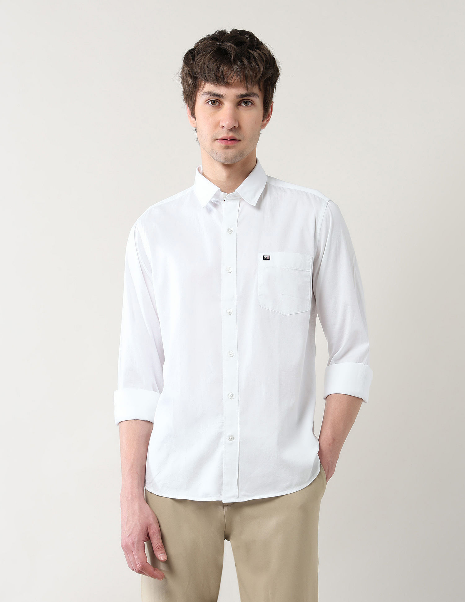 Arrow Sport Solid Pure Cotton Tailored Fit Shirt