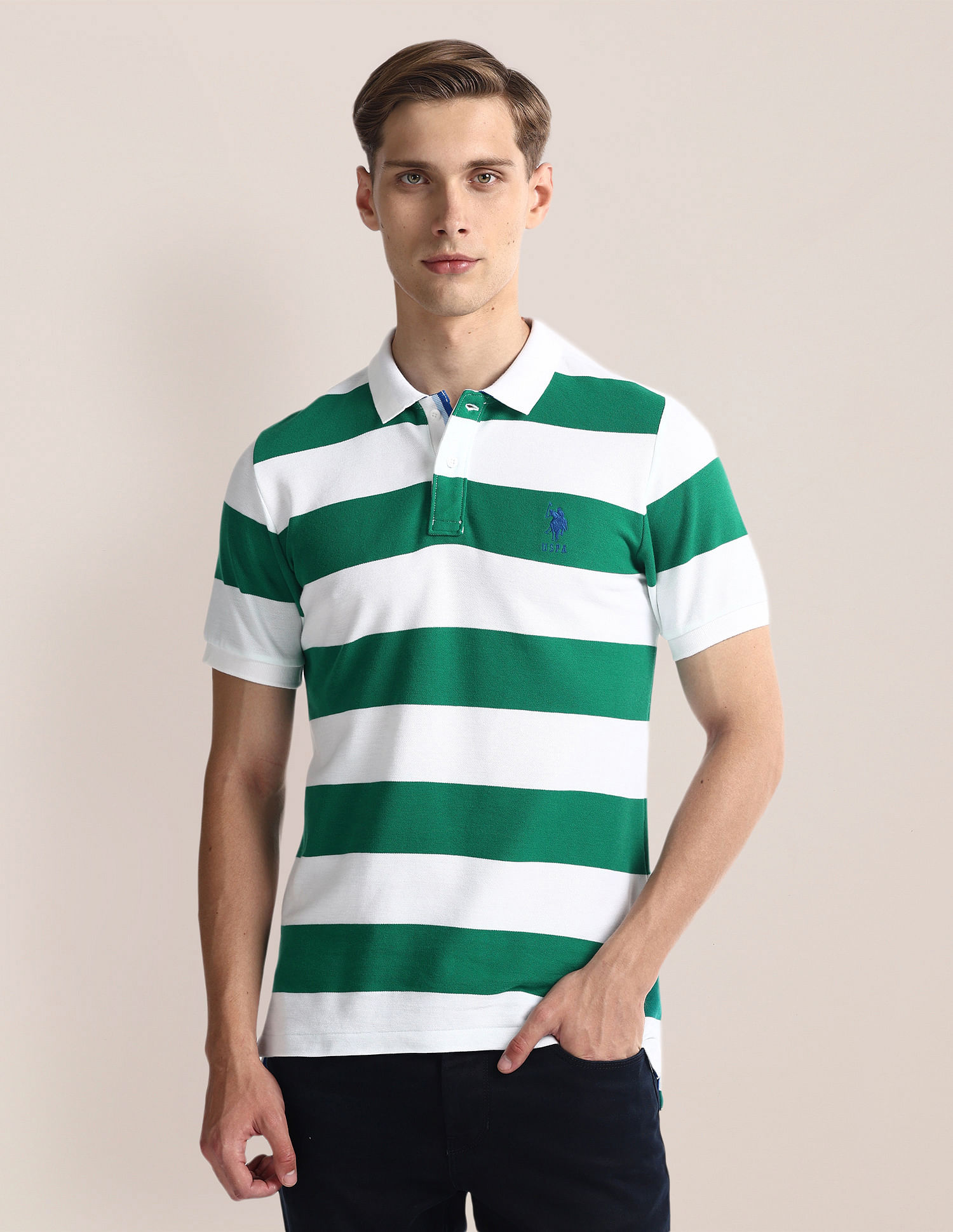 Buy U.S. Polo Assn. Horizontal Stripe Slim Fit Polo Shirt NNNOW