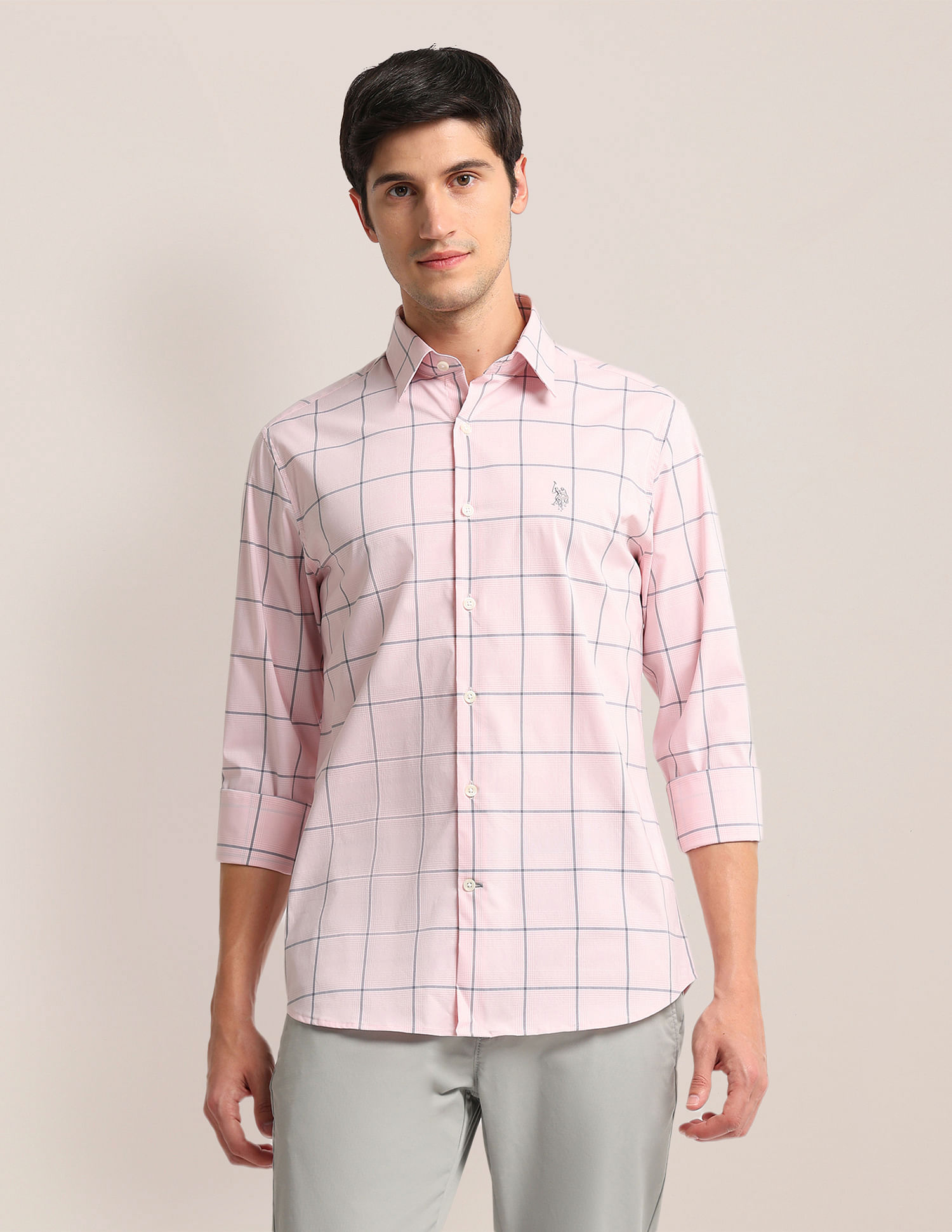 U.S. Polo Assn. Semi Cutaway Collar Tartan Check Shirt
