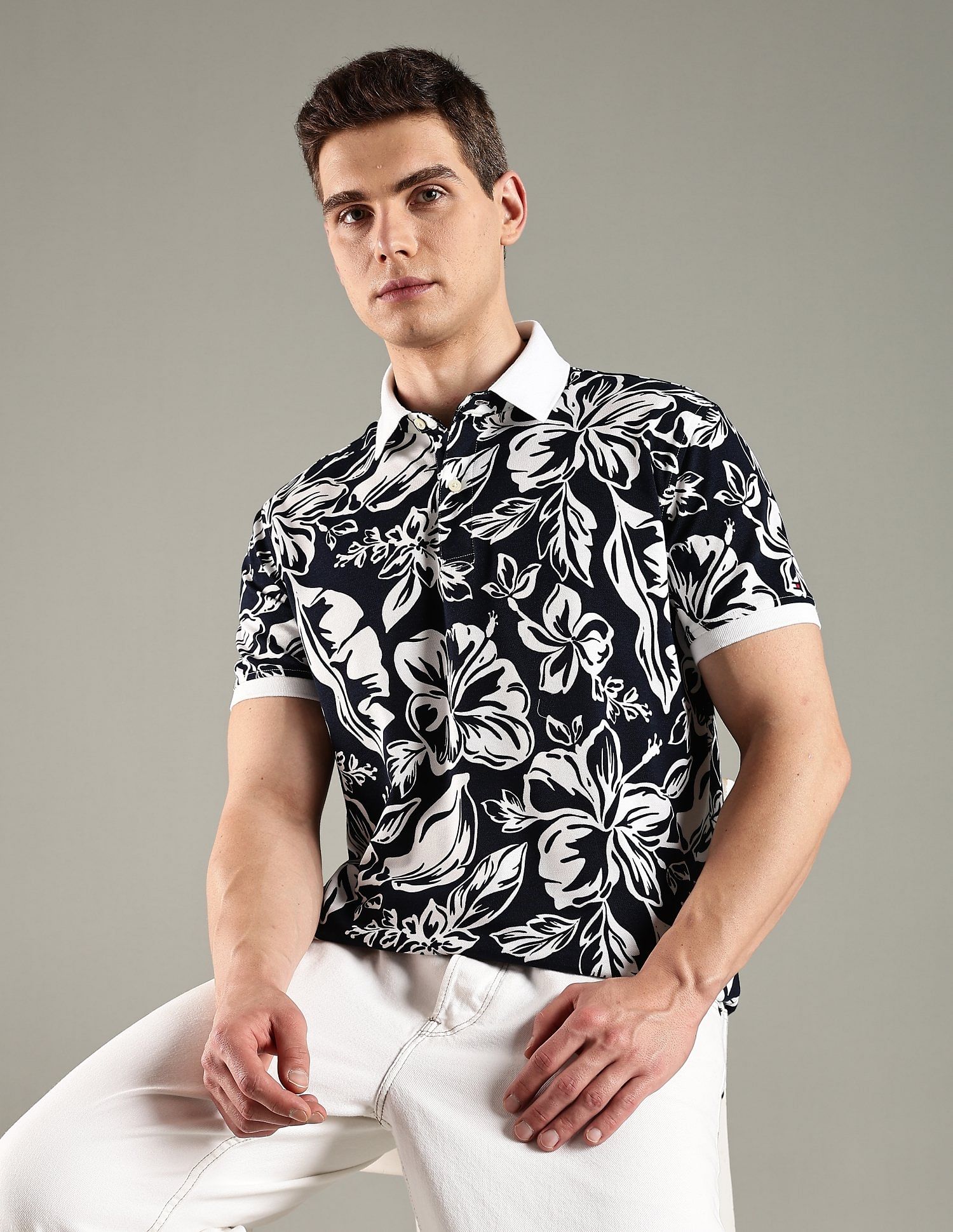 Tommy Hilfiger Printed Regular Fit Cotton Polo T-Shirt