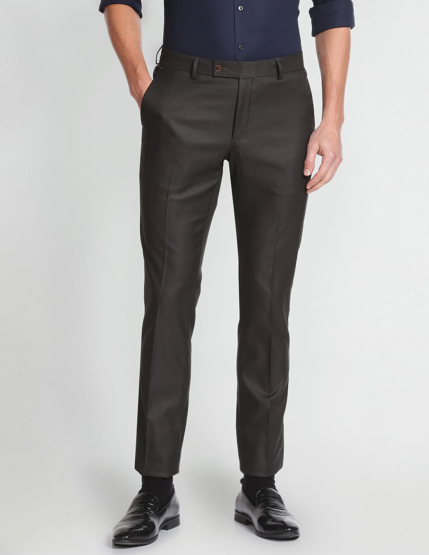 Arrow Tailored Regular Fit Dobby Formal Trousers