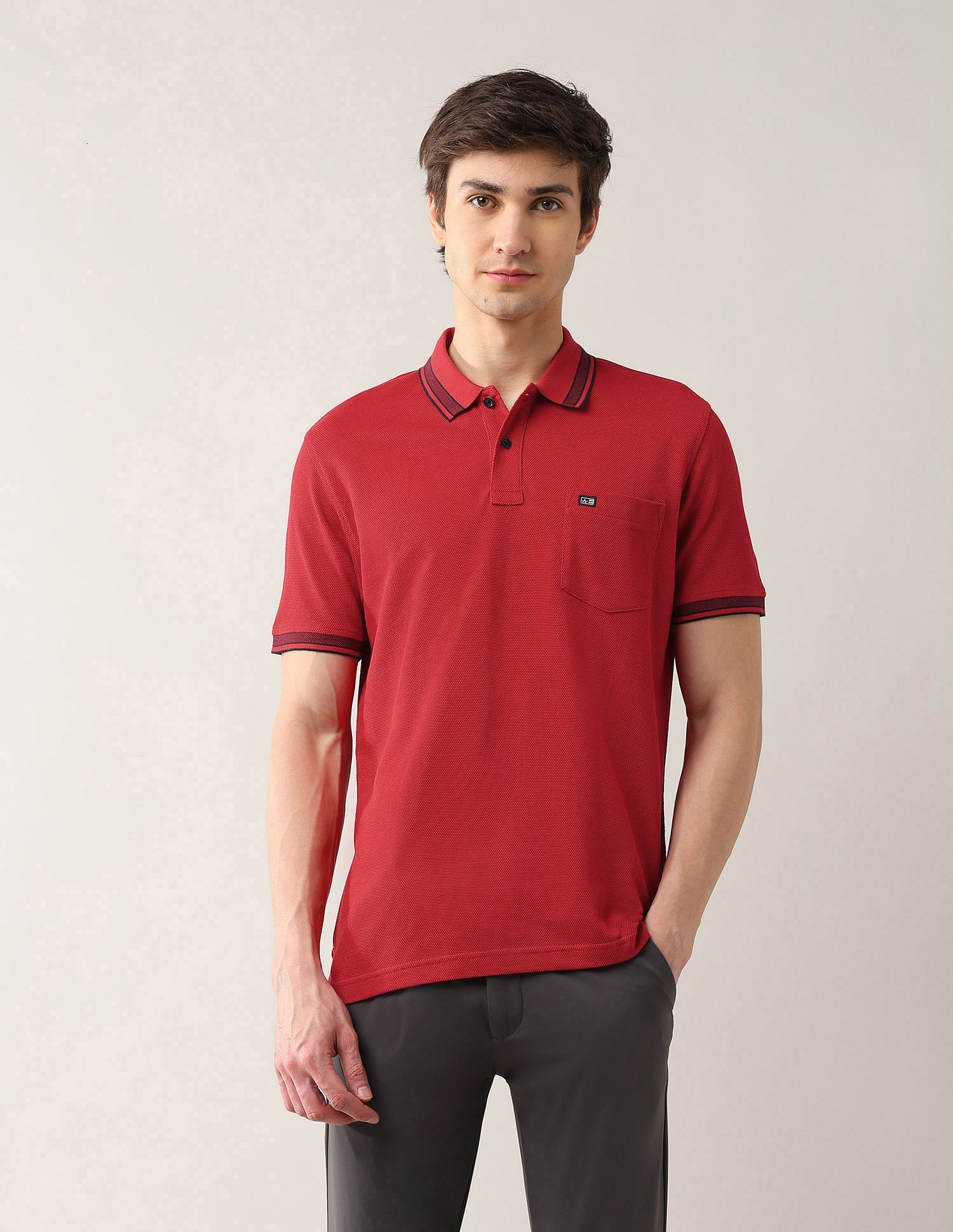 Arrow Sport Solid Pure Cotton 4 In 1 Rugby Polo Shirt