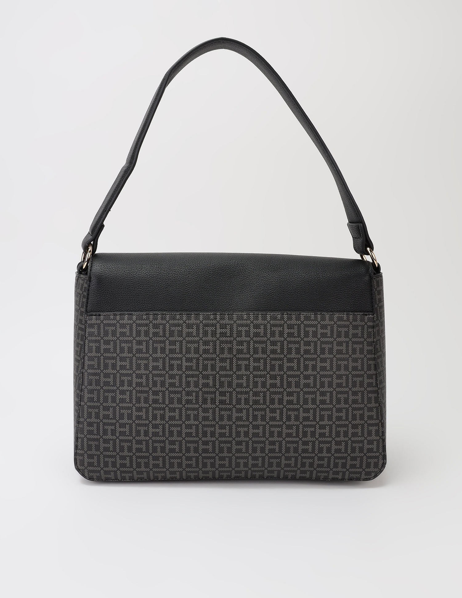 Tommy Hilfiger Logo Black Pvc Hand Bag