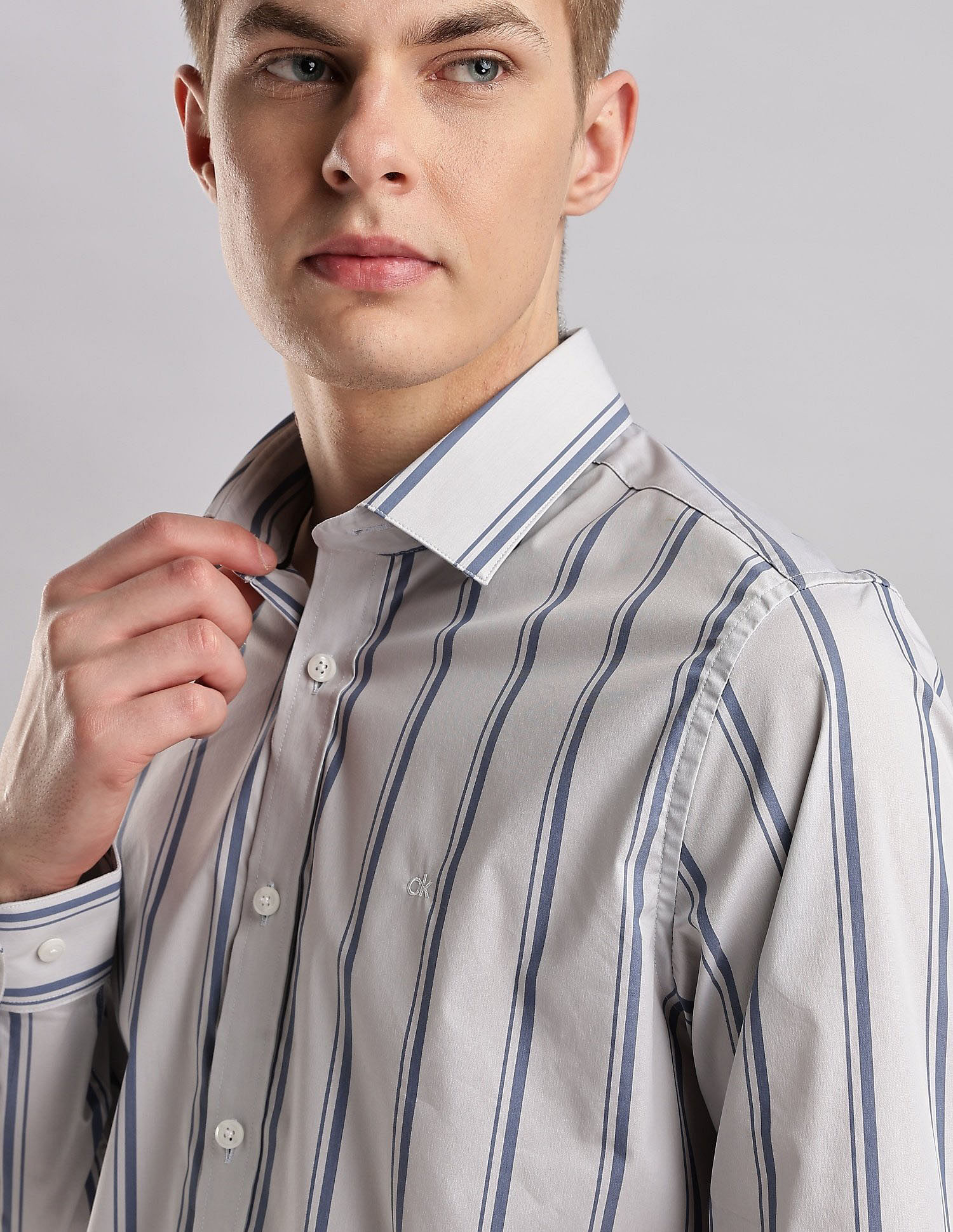 Calvin Klein Jeans Vertical Stripes Slim Fit Plain Woven Shirt